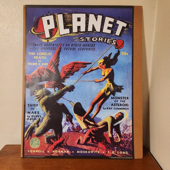 VTG Reproduction Sci-Fi Pulp Fiction Planet Stories Vol. 1 Poster Print By Asgar - Picture 1 of 10